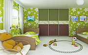 Szafa w pokoju dziecięcym zielono-brązowa